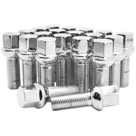 Unbranded 20x Chrome 14x1.5 Ball Seat Wheel Lug Bolts 28mm Shank Fit Mercedes Stock Wheels