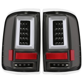 KUAFU LED Tail Lights Compatible with 2004-2008 Ford F150 Replacement for FO2800200 FO2801200 5L3Z13405CA 5L3Z13404CA LED Tube Bar Tail Lamp Brake Signal Lamp Black Housing & Clear Lens