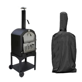 FLR 63 Inch Outdoor Pizza Oven Cover,BBQ Grill Cover Patio Pizza Oven Rain Cover, Heavy Duty Dust-Proof Weather Resistant Polyester Fabric BBQ Protective Cover-Black (63x15x20in)