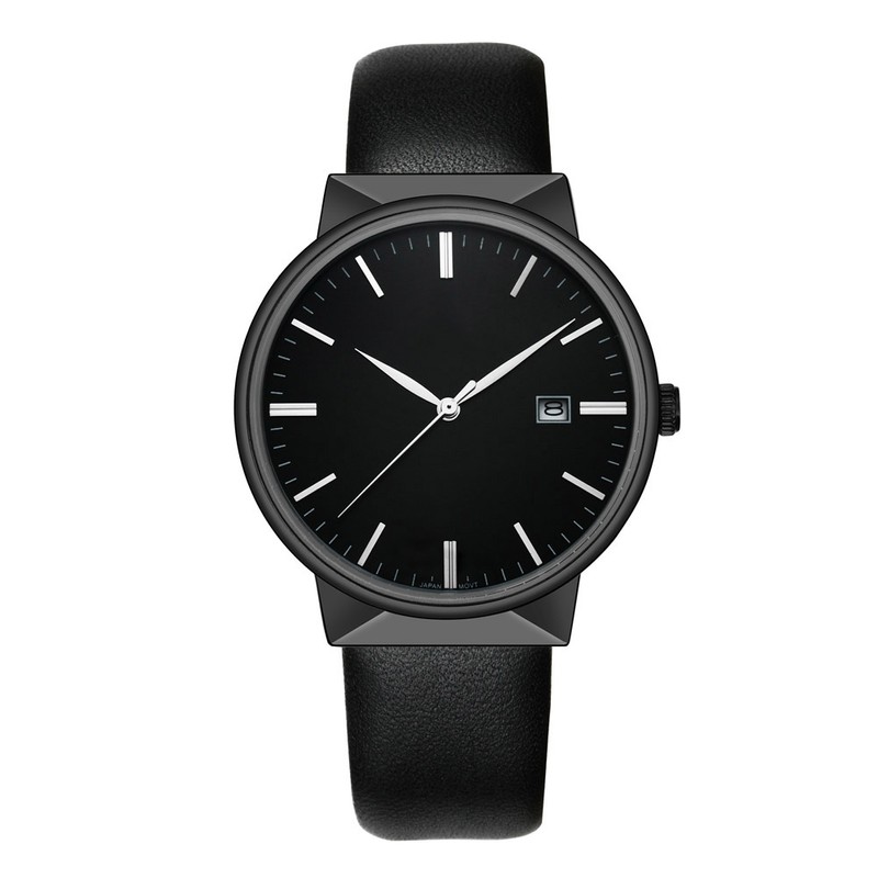 WWOOR Fashion Men PU Leather Strap Calendar Waterproof Quartz Watch