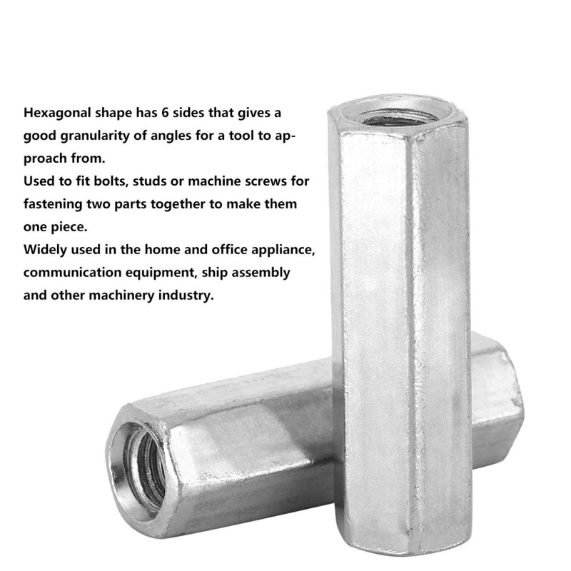 Coupling Nut, Akozon M8 Long Rod Nut 10pcs Metric Hex