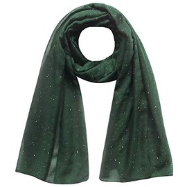 Lina & Lily Solid Shimmer Sparkle Glitters Sheer Maxi Shawl Scarf Hijab (#23 DARK GREEN)