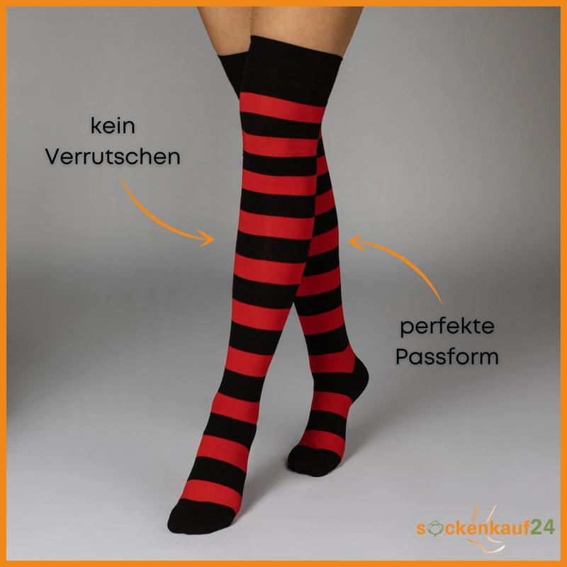 sockenkauf24 10723 2 Pairs of Overknee Cotton Socks in Many
