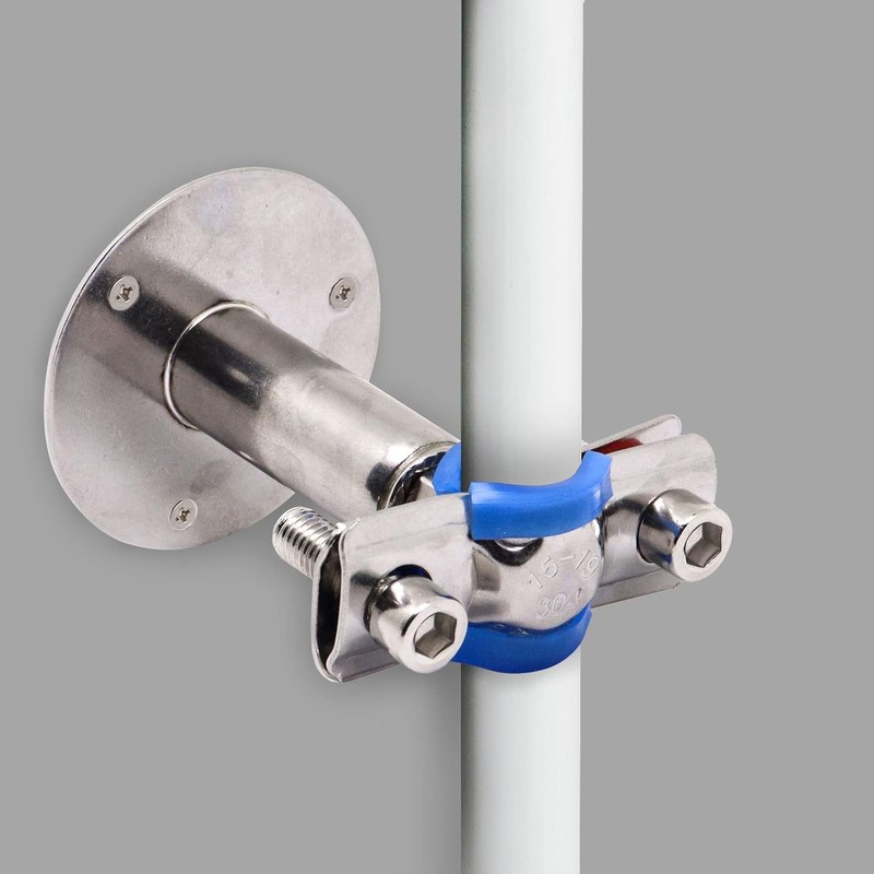 Niciksty 304 Stainless Steel Wall Mount Pipe Bracket Clamp, Adjustable