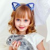 UNDEHAAC 3 Pack Blue Cat Ears Headband for Women Boys