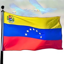 Venezuela Flag 7 Stars - Bandera de Venezuela, 90 x 150 cm (3 ft x 5 ft), Weatherproof, 100% Polyester with Metal Eyelets, Venezuela Flag for Venezuela Decoration, Patriotic Occasions