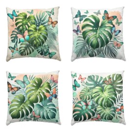 Cojines Baratos Mariposas Decoración Set De 4 Pz Tropicales