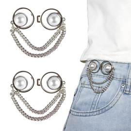 RichLuck Jeans Button, 2 Sets Adjustable Button for Jeans, Detachable Decorative Waist Buckles, Perfect Fit Tighten Waist Adjustment Instant Button Pins for Pants - White