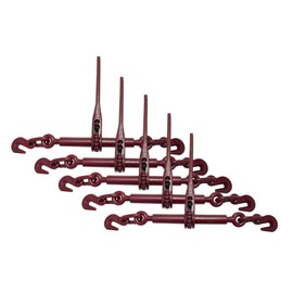 Mytee Products (5 Pack) 5/16"-3/8" Heavy Duty Ratchet Lever Load Binder w/Grab Hooks 5,400 Lbs Working Load Limit | Tie Down Hauling Chain Binders for Flatbed Truck Trailer