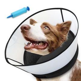 NoarWin 2-in-1 Upgraded Inflatable Dog Cone Collar with Detachable Anti-Licking Shield, Soft Adjustable Elizabethan Collar for Dogs After Surgery (M, Black)