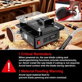 M-T Mini Table Saw, Portable Multi-Functional Desktop Table Saw for Crafts with Adjustable Speed & Angle, All-in-One Cutting, Sanding, Engraving & Drilling Tool for Wood, Acrylic, Plastic, PCB
