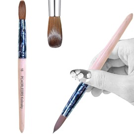 PCUORLEORS Acrylic Nail Brush,Pure Kolinsky Sable Hair Brush with Wooden Hand and Retro Colored Copper Tube,Round Gel Brush for Acrylic Power and Nail Extension (#10)