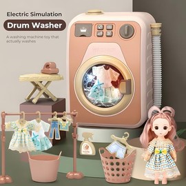 Haugboag Toy Washing Machine,Water-Filled Washer and Dryer Playset for Kids