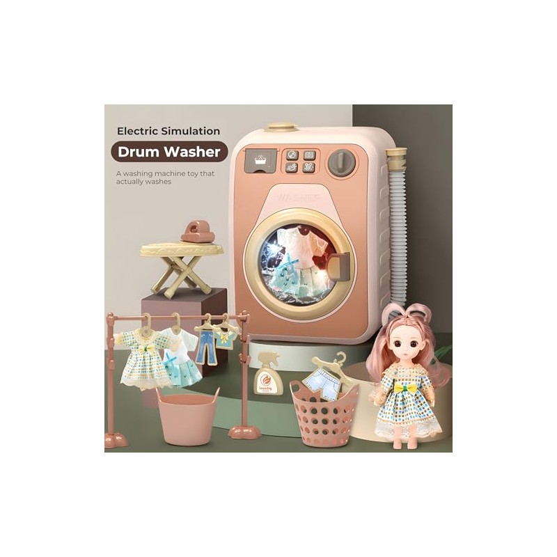 Haugboag Toy Washing Machine,Water-Filled Washer and Dryer Playset for Kids