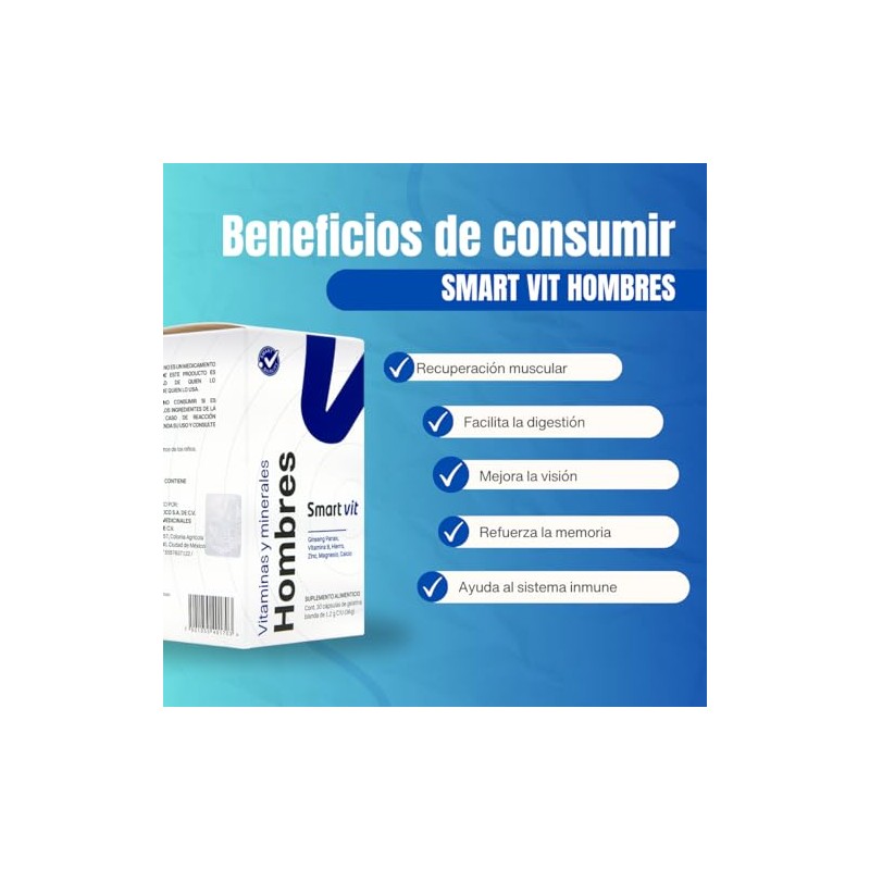 SMART VIT Hombres Vitaminas Premium con Ginseng, Complejo B, Vitamina