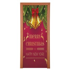 Qilmy Christmas Door Cover Washable High Elastic Fabric Waterproof Front Festive Door Cover For Home, Indoor Outdoor Party Decoration,35 x 79 Inch