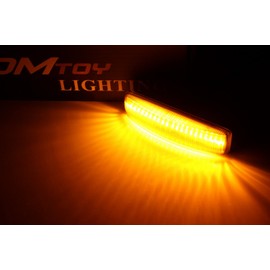 iJDMTOY Clear Lens Amber Full LED Front Side Marker Light Kit Compatible With 2006-13 Range Rover Sport, 2008-09 LR2 Freelander, 2005-15 LR3 LR4 Discovery, 30-SMD LED, Replace OEM Sidemarker Lamps