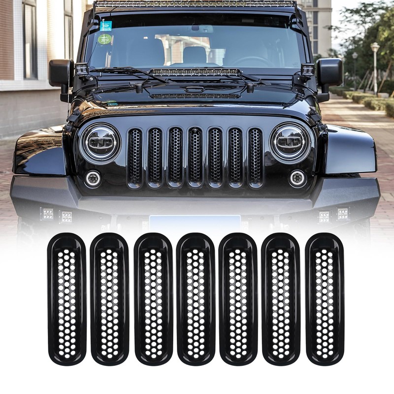 Vancroser Wrangler Front Grille Cover Mesh Cover Grille Insert Front