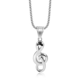 Music Note Pendant Necklace Stainless Steel Dainty Charm Musical Symbol Treble Clef Lightweight Chain Necklace for Men Women Minimalist Music Lovers Musician Birthday Christmas Party Fashion Jewelry