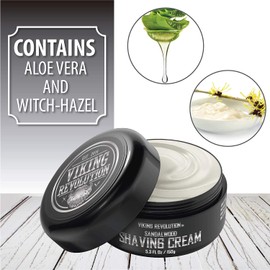 Viking Revolution Viking Revolution Luxury Shaving Cream for Men- Sandalwood Scent - Soft, Smooth & Silky Shaving Soap - Rich Lather for the Smoothest Shave - 5.3oz