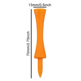 Pack of 100 Orange Golf Tees, 70 mm Plastic Golf Tees (2-3/4 Inch)
