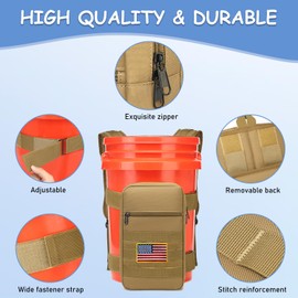 XINTREY Utility Bucket Backpack 6 Gallon Bucket Backpack Strap for Fishing, Hunting, Apple Picking (only Backpack) Brown