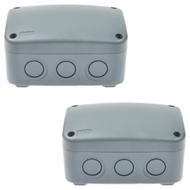 SuperInk IP66 Waterproof Junction Box, Outdoor Electrical Enclosure Box, 4.9"x3.3"x2.3" PVC/ABS Plastic Project Case, Weatherproof Grey Cable Box for Exterior Use, Fits 20mm Cable Glands，2PK