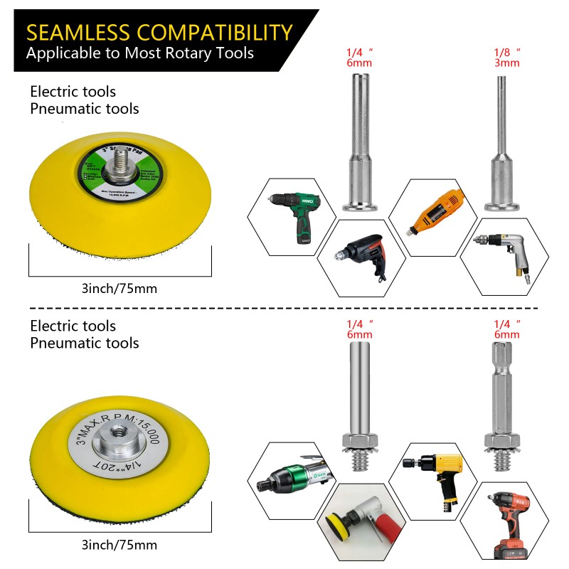 Professional 138PCS 3 Inch Sanding Disc Kit 60-10000 Grit Hook