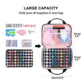 Leudes Diamond Painting Storage Containers, 60 Slots Bead Storage Box for Diamond Art Kits Accessories Organizer Case (Only Bottles and Bag) (Black-2(60 Jars))