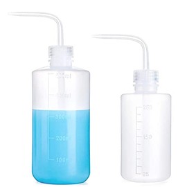 Yuelong 2Pcs Safety Wash Bottle 500ml&250mL Plastic Squeeze Bottle Convenient Green Soap Supply Tattoo Squeeze Bottle with Scale Labels Watering Tools for Medical Label Tattoo Supplies