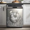 Stainless Steel Rooster Print Pattern Dishwasher Magnet Cover, Metal Farmhouse