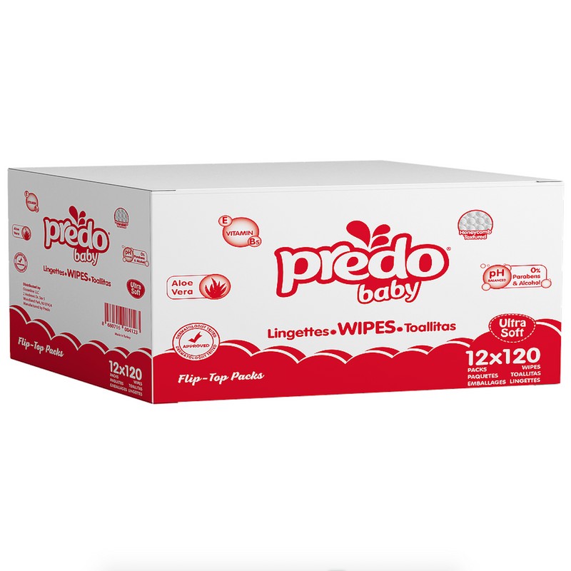 Predo Baby Wipes, 12 Packs, 1440 Wipes, Aloe, Vitamin E