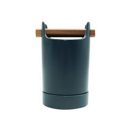 cusinine Kitchen Utensil Holder for Flatware, Silverware, Cutlery and Cooking Accessories, Wood and Ceramic, Countertop and Table Caddy (Blue)