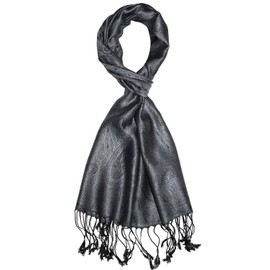 Lorenzo Cana - Men's Silk Scarf 100% Silk Jacquard Woven in Harmonious Grey Colours with Fringes 35 cm x 160 cm Paisley Pattern Silk Scarf 7841011, Grey light grey