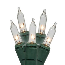 Vickerman 50 Clear Twinkle Mini-Lights on Green Wire, 23' Christmas Light Strand