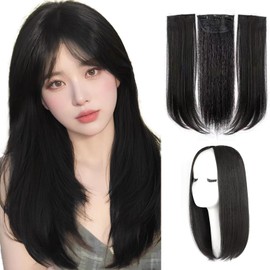 Yokosen Hair Extension, One-touch Extension, Set of 3, Collarless Wig, Half Wig, Hair Extension, Black, Point Wig, Hair Extension, Hair Extension, Semi-Long, Straight 16.9 inches (43 cm), Extension,