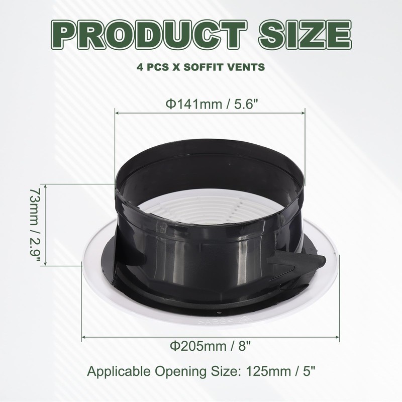 PATIKIL 6 Inch Round Air Vent Cover, 4 Pack ABS