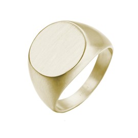 Forziani Mens 15mm Gold Stainless Steel Signet Ring in Matte Brushed Finish - Minimalist Ring for Men with Engravable Oval Top (9)