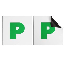 HTUK® Fully Magnetic Green Car P-Plates 2 Pack For Car Magnetic Thick Strong Learner Plates, No Melting No Blow Off Easy To Move Without Scratching Painting Off