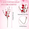 12PCS Valentines Day Decorations Flowers Artificial Berry Floral,Red Valentine Heart