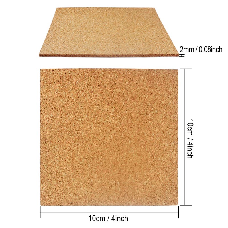 30 Pack Self-Adhesive Cork Squares 4” x 4” Cork Tiles