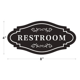 FXRN Restroom Sign,restroom signs for business,restroom sign for home,unisex bathroom sign or Bathroom signs for door, 4 x 8 inch-Easy Installation Without Any Tools.（ RESTROOM-1)