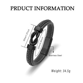 Infinity Urn Bracelet for Ashes for Men Women Stainless Steel Memorial Keepsake Cuff Bangle Cremation Jewelry Leather Bracelet