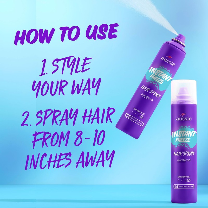 Aussie Instant Freeze Hair Spray for Extreme Hold, Infused with