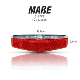 LED Bicycle Rear Light for E-Bike (6-60 V) – Bicycle Lamp Rear Light, Bicycle Light – StVZO Approved, 50-80 mm Adjustable