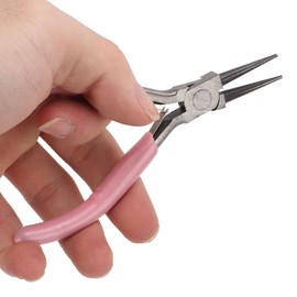 HAOHIZE Jewellery Pliers Set, 3 Pieces Pink Jewellery Pliers Round Needle Diagonal Nose Carbon Steel Heavy Duty Useful Pliers Set for Crafts