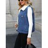 YILANUOYI Denim Vest with Faux Fur Collar for Women (US,