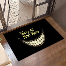 Gothic Smiling Mouth Door Mats Indoor,We're All Mad Here Front Door Mat Non-Slip Low Profile Welcome Mat for Outdoor Entrance Indoor Rug Mat Home Patio, Porch, Hallways Floor 30 x 17 Inch