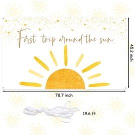 OSNIE Boho First Trip Around The Sun First Birthday Photography Backdrop Banner Muted Sunrise Wall Hanging Decor Sun Theme 1st Birthday Party Photo Background Decoration Supplies for Boys Girls