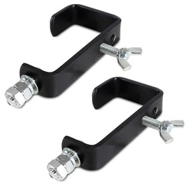 BeamZ CC50B Lighting Clamp Set - 2x Black Metal G-Clamp Hook Mount, Secure Truss & Stand Fixtures for DJ Disco Stage Equipment, 30kg Load, Fits Poles Up To 50mm Diameter